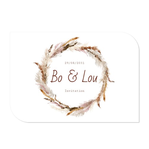 Faire-part 1 volet Bords ronds diagonale paysage 14,3 x 10 cm