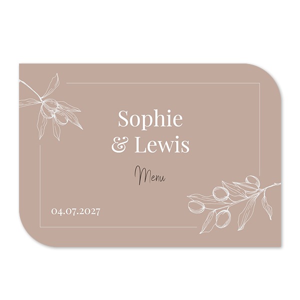 Faire-part 1 volet Bords ronds diagonale paysage 14,3 x 10 cm