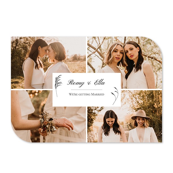 Faire-part 1 volet Bords ronds diagonale paysage 14,3 x 10 cm Faire-part 1 volet Bords ronds diagonale paysage 14,3 x 10 cm