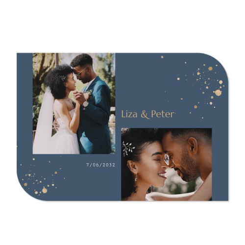 Faire-part 1 volet Bords ronds diagonale paysage 14,3 x 10 cm