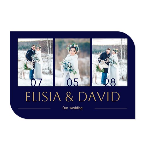 Faire-part 1 volet Bords ronds diagonale paysage 14,3 x 10 cm