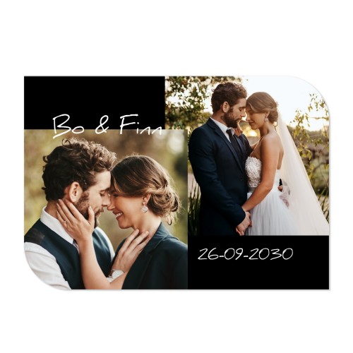 Faire-part 1 volet Bords ronds diagonale paysage 14,3 x 10 cm