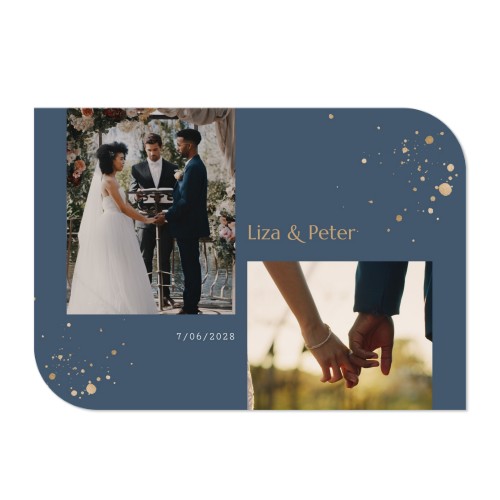 Faire-part 1 volet Bords ronds diagonale paysage 14,3 x 10 cm