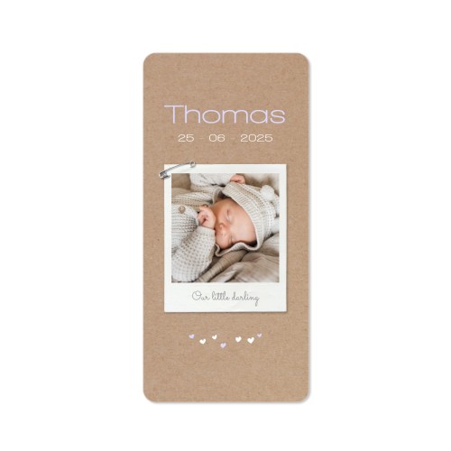 Faire-part 1 volet Pano portrait coins arrondis 9,3 x 19,6 cm