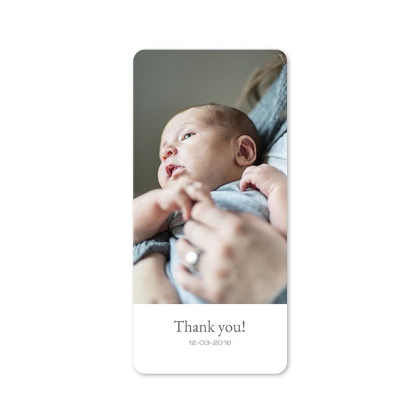 Faire-part 1 volet Pano portrait coins arrondis 9,3 x 19,6 cm