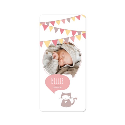 Faire-part 1 volet Pano portrait coins arrondis 9,3 x 19,6 cm