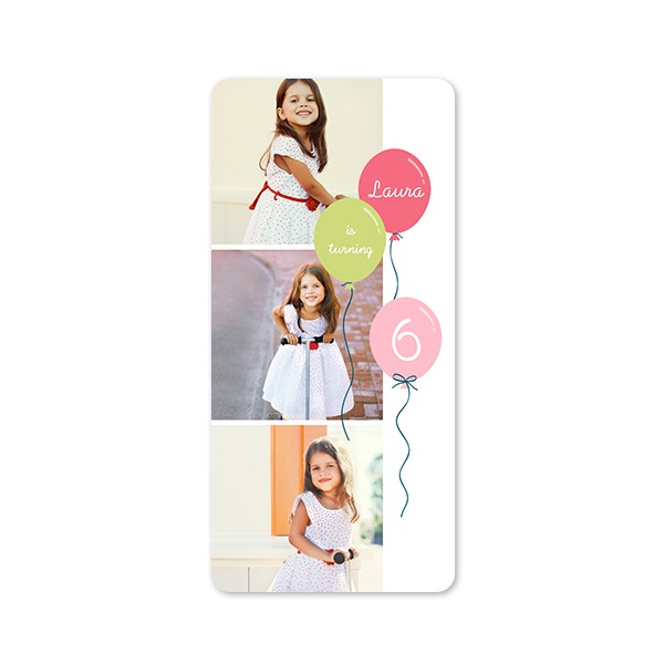 Faire-part 1 volet Pano portrait coins arrondis 9,3 x 19,6 cm