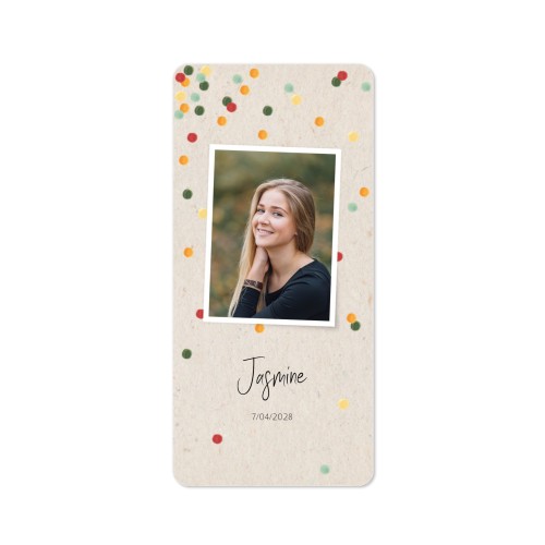 Faire-part 1 volet Pano portrait coins arrondis 9,3 x 19,6 cm