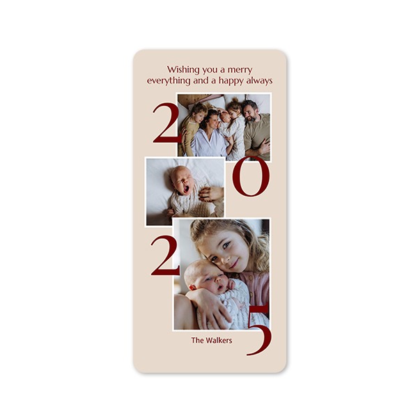 Faire-part 1 volet Pano portrait coins arrondis 9,3 x 19,6 cm