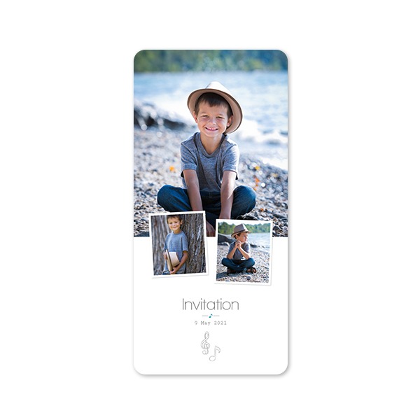 Faire-part 1 volet Pano portrait coins arrondis 9,3 x 19,6 cm