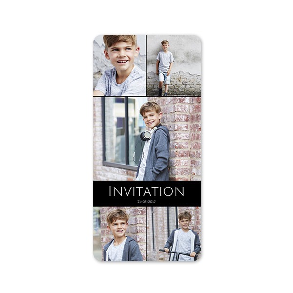 Faire-part 1 volet Pano portrait coins arrondis 9,3 x 19,6 cm