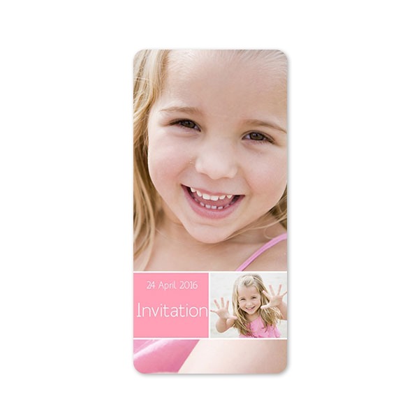 Faire-part 1 volet Pano portrait coins arrondis 9,3 x 19,6 cm