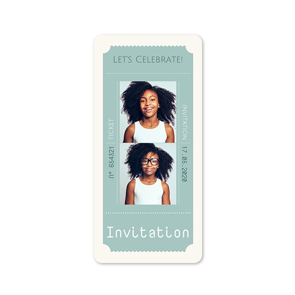 Faire-part 1 volet Pano portrait coins arrondis 9,3 x 19,6 cm