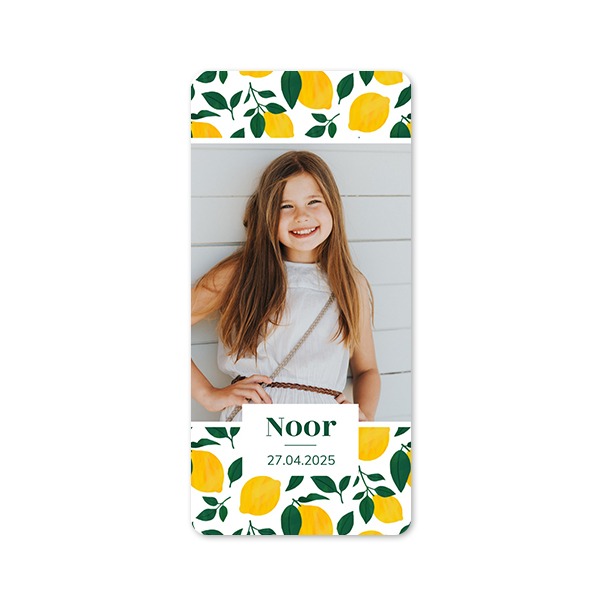 Faire-part 1 volet Pano portrait coins arrondis 9,3 x 19,6 cm