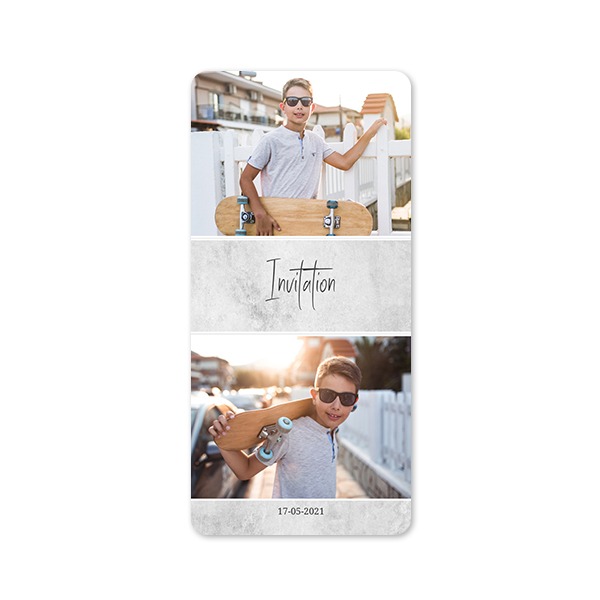 Faire-part 1 volet Pano portrait coins arrondis 9,3 x 19,6 cm