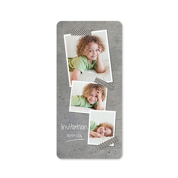 Faire-part 1 volet Pano portrait coins arrondis 9,3 x 19,6 cm