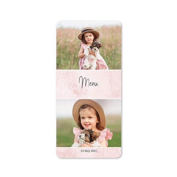 Faire-part 1 volet Pano portrait coins arrondis 9,3 x 19,6 cm