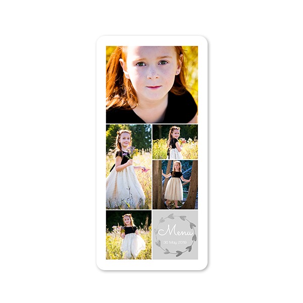 Faire-part 1 volet Pano portrait coins arrondis 9,3 x 19,6 cm