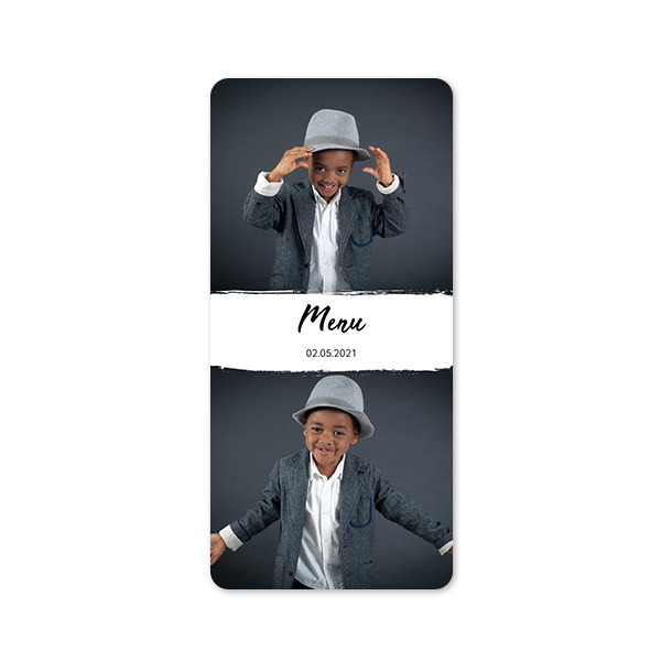 Faire-part 1 volet Pano portrait coins arrondis 9,3 x 19,6 cm