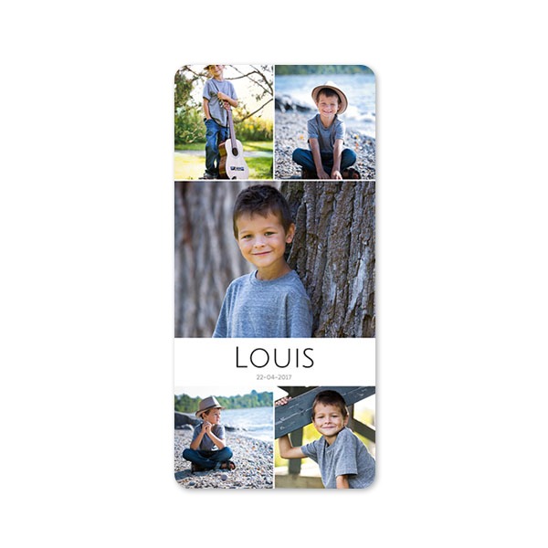 Faire-part 1 volet Pano portrait coins arrondis 9,3 x 19,6 cm