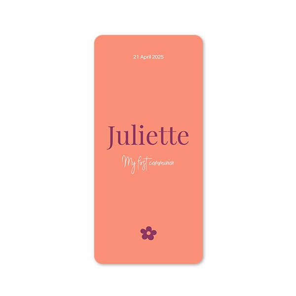 Faire-part 1 volet Pano portrait coins arrondis 9,3 x 19,6 cm