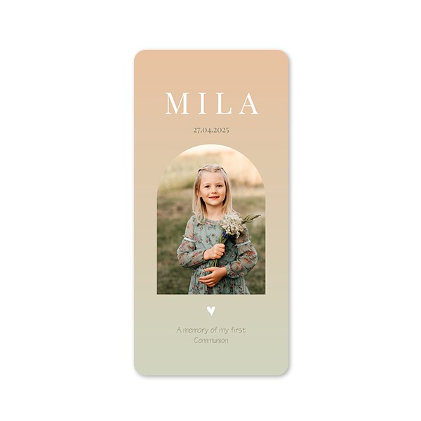 Faire-part 1 volet Pano portrait coins arrondis 9,3 x 19,6 cm