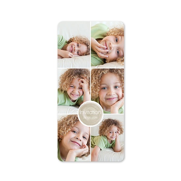 Faire-part 1 volet Pano portrait coins arrondis 9,3 x 19,6 cm