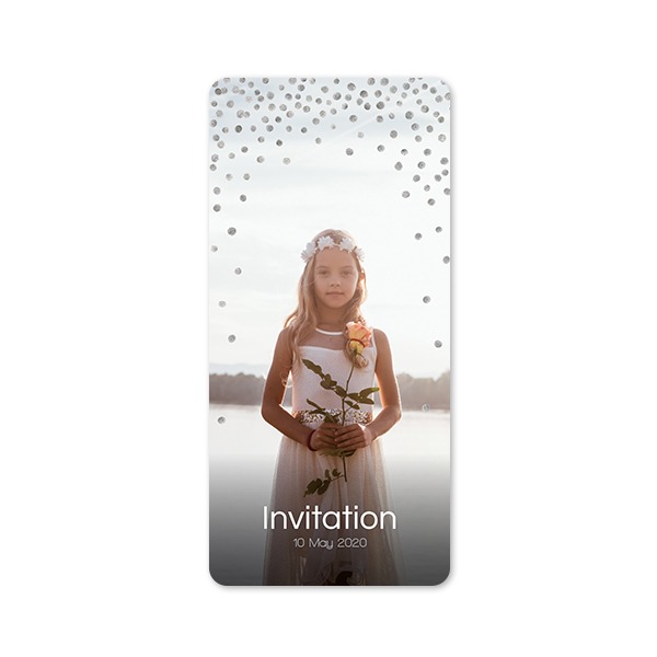 Faire-part 1 volet Pano portrait coins arrondis 9,3 x 19,6 cm