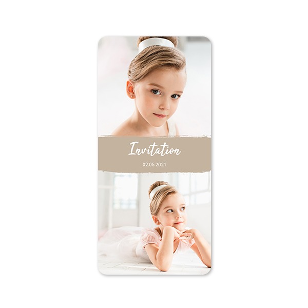 Faire-part 1 volet Pano portrait coins arrondis 9,3 x 19,6 cm