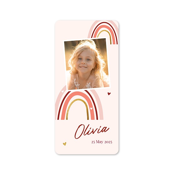 Faire-part 1 volet Pano portrait coins arrondis 9,3 x 19,6 cm