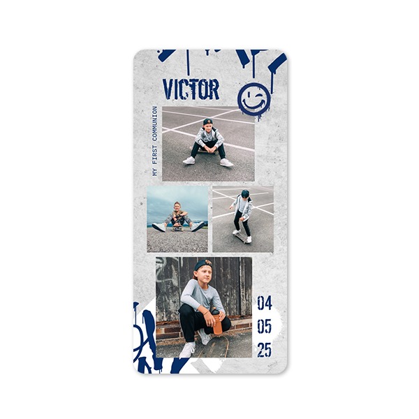 Faire-part 1 volet Pano portrait coins arrondis 9,3 x 19,6 cm