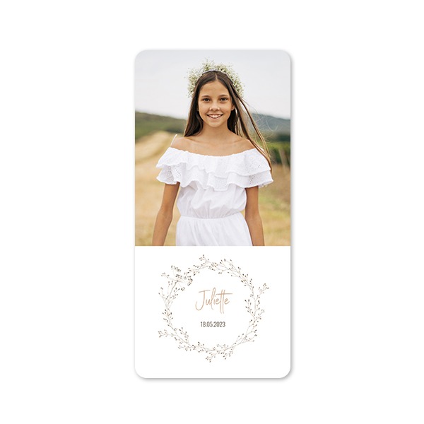 Faire-part 1 volet Pano portrait coins arrondis 9,3 x 19,6 cm
