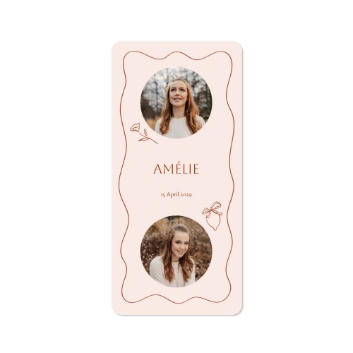 Faire-part 1 volet Pano portrait coins arrondis 9,3 x 19,6 cm