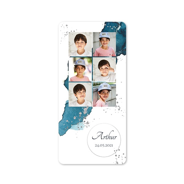 Faire-part 1 volet Pano portrait coins arrondis 9,3 x 19,6 cm