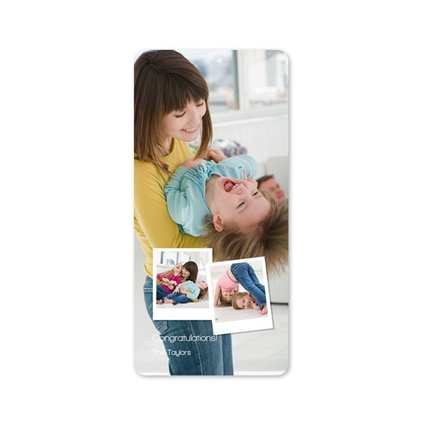 Faire-part 1 volet Pano portrait coins arrondis 9,3 x 19,6 cm