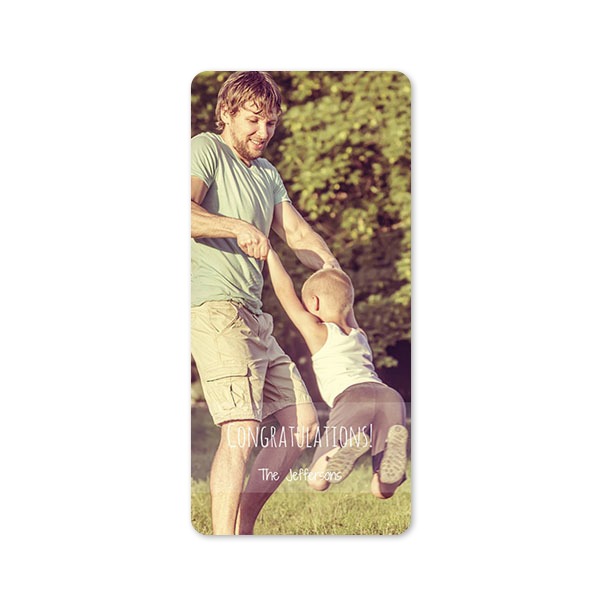 Faire-part 1 volet Pano portrait coins arrondis 9,3 x 19,6 cm