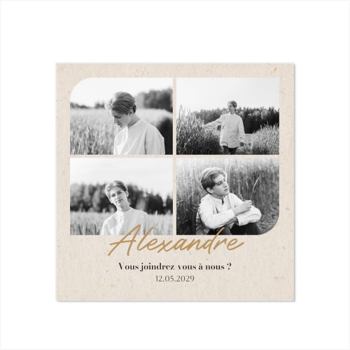 Faire-part 1 volet Carré 14,3 x 14,3 cm
