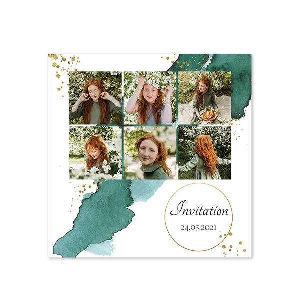 Faire-part 1 volet Carré 14,3 x 14,3 cm