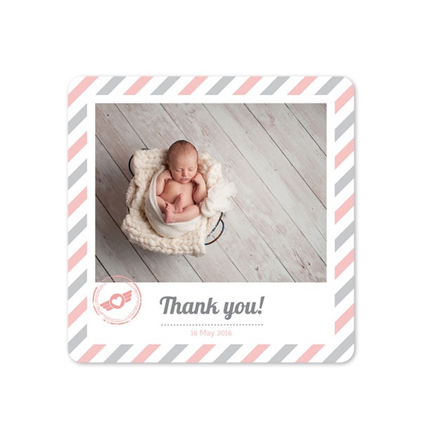 Faire-part 1 volet Carré coins arrondis 14,3 x 14,3 cm