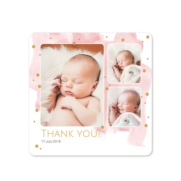 Faire-part 1 volet Carré coins arrondis 14,3 x 14,3 cm