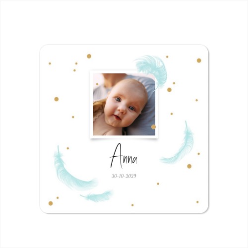 Faire-part 1 volet Carré coins arrondis 14,3 x 14,3 cm