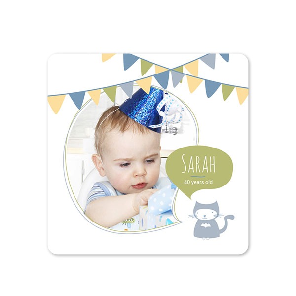 Faire-part 1 volet Carré coins arrondis 14,3 x 14,3 cm