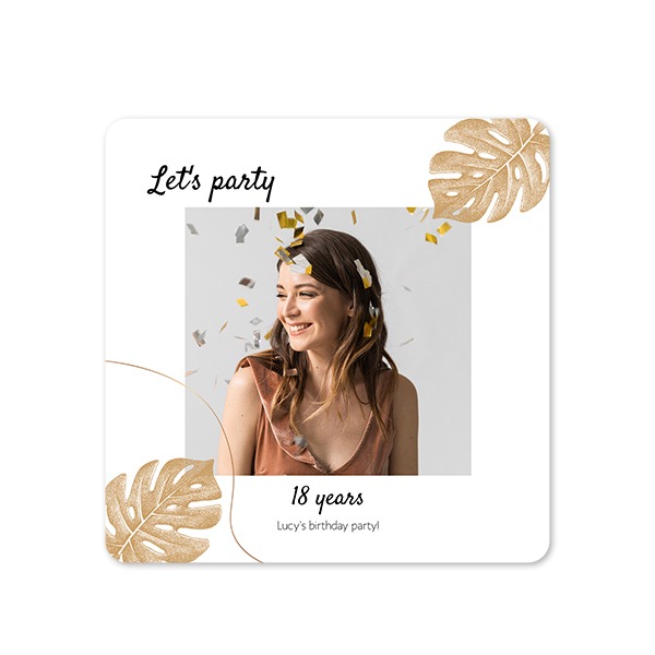 Faire-part 1 volet Carré coins arrondis 14,3 x 14,3 cm