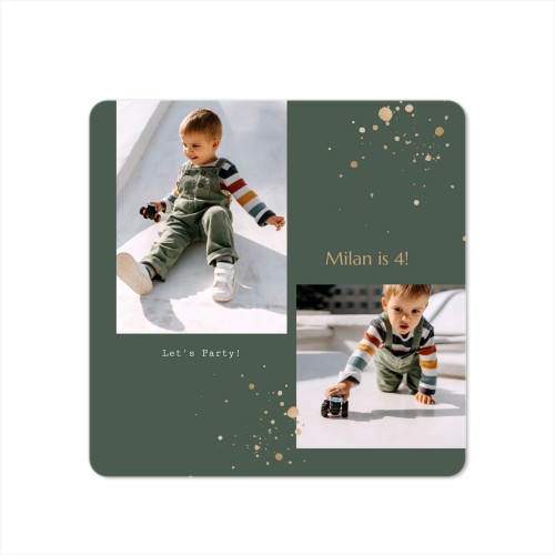 Faire-part 1 volet Carré coins arrondis 14,3 x 14,3 cm