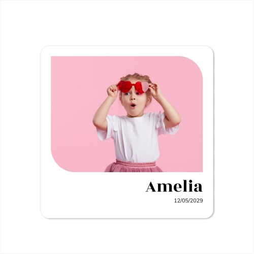 Faire-part 1 volet Carré coins arrondis 14,3 x 14,3 cm