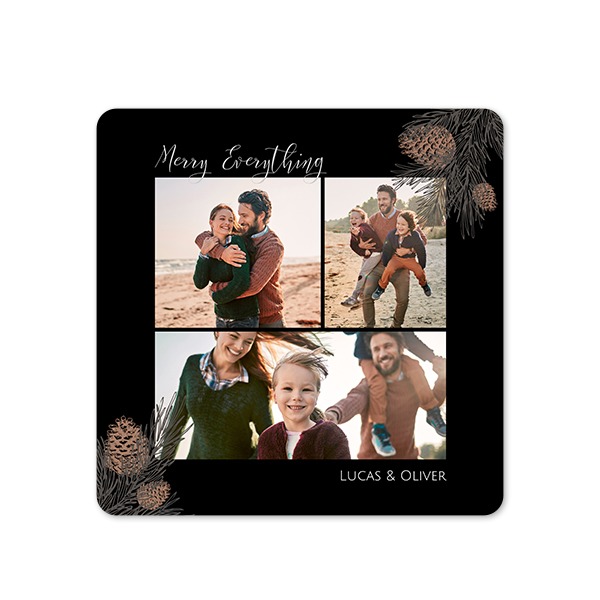 Faire-part 1 volet Carré coins arrondis 14,3 x 14,3 cm