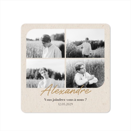 Faire-part 1 volet Carré coins arrondis 14,3 x 14,3 cm Faire-part 1 volet Carré coins arrondis 14,3 x 14,3 cm