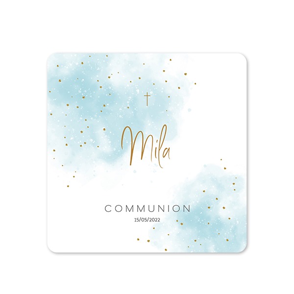 Faire-part 1 volet Carré coins arrondis 14,3 x 14,3 cm