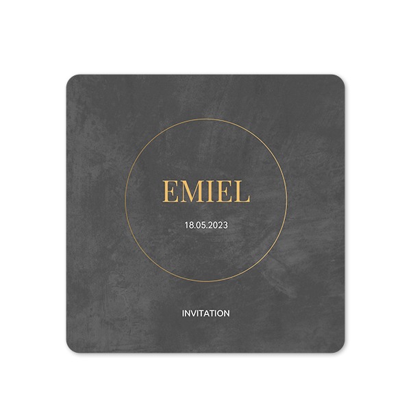 Faire-part 1 volet Carré coins arrondis 14,3 x 14,3 cm