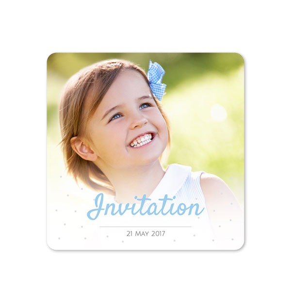 Faire-part 1 volet Carré coins arrondis 14,3 x 14,3 cm